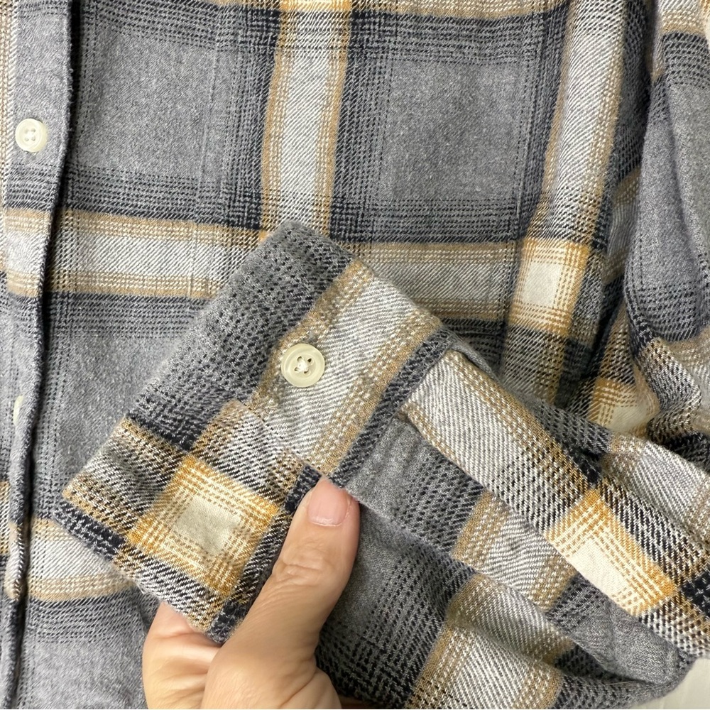 Old Navy The Boyfriend Shirt Gray plaid flannel 100% Cotton size 2X - Picture 5 of 11
